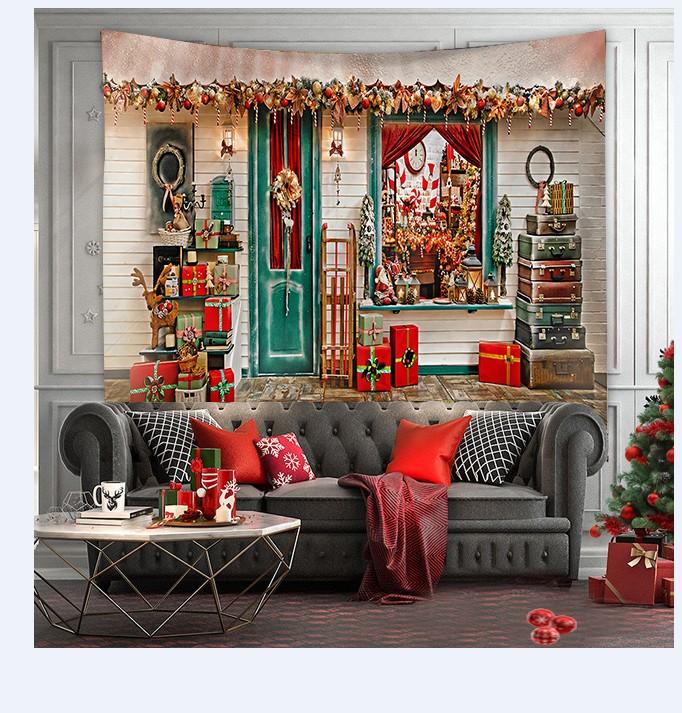 Гобелен с принтом рождественской елки, настенный фон, тканевый декор, красный Санта-Клаус, полиэстеровый гобелен, украшение на стену для дома и комнаты