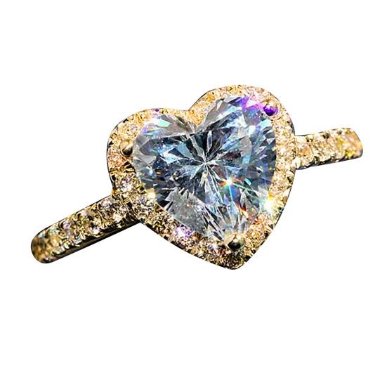 Кольцо Сердце из Кубического Циркония с Полоской из Страз Женское Кольцо Сверкающее Помолвочное Кольцо Подарок на Свадебную Годовщину для Нее Жены Девушки