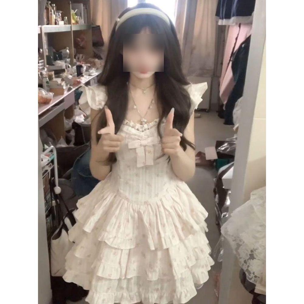 Кружевное лоскутное маленькое платье с рукавами-крылышками и цветочным принтом для женщин, летнее повседневное, приталенное, в стиле беглой принцессы, А-силуэта, короткое