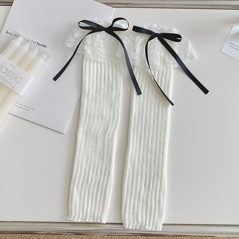 Гетры женские Лолита кружевные носки с рюшами чулки милый бант вязаный чехол для ног гольфы JK милые девушки каваи гетры