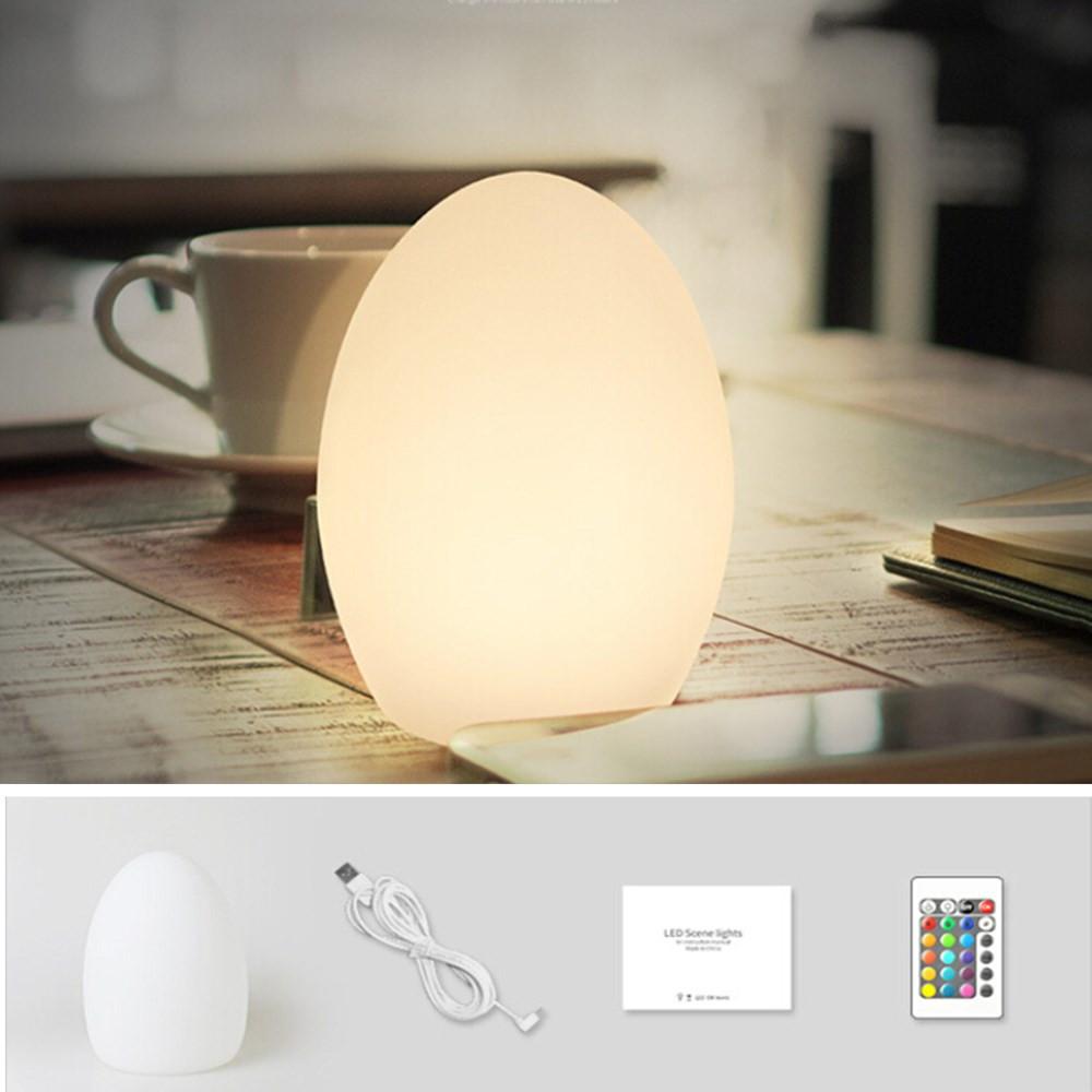 Cute Egg Shape LED Lamp, Waterproof And Shatter Resistant USB Rechargeable 16-color Atmosphere Night Light