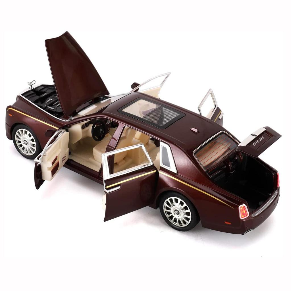 Игрушечный автомобиль Rolls-Royce Phantom 1/24, литая металлическая модель автомобиля для детей 3, 4, 5, 6, 7 лет, со звуковой подсветкой, классический дизайн двери автомобиля, логотип автомобиля можно сложить