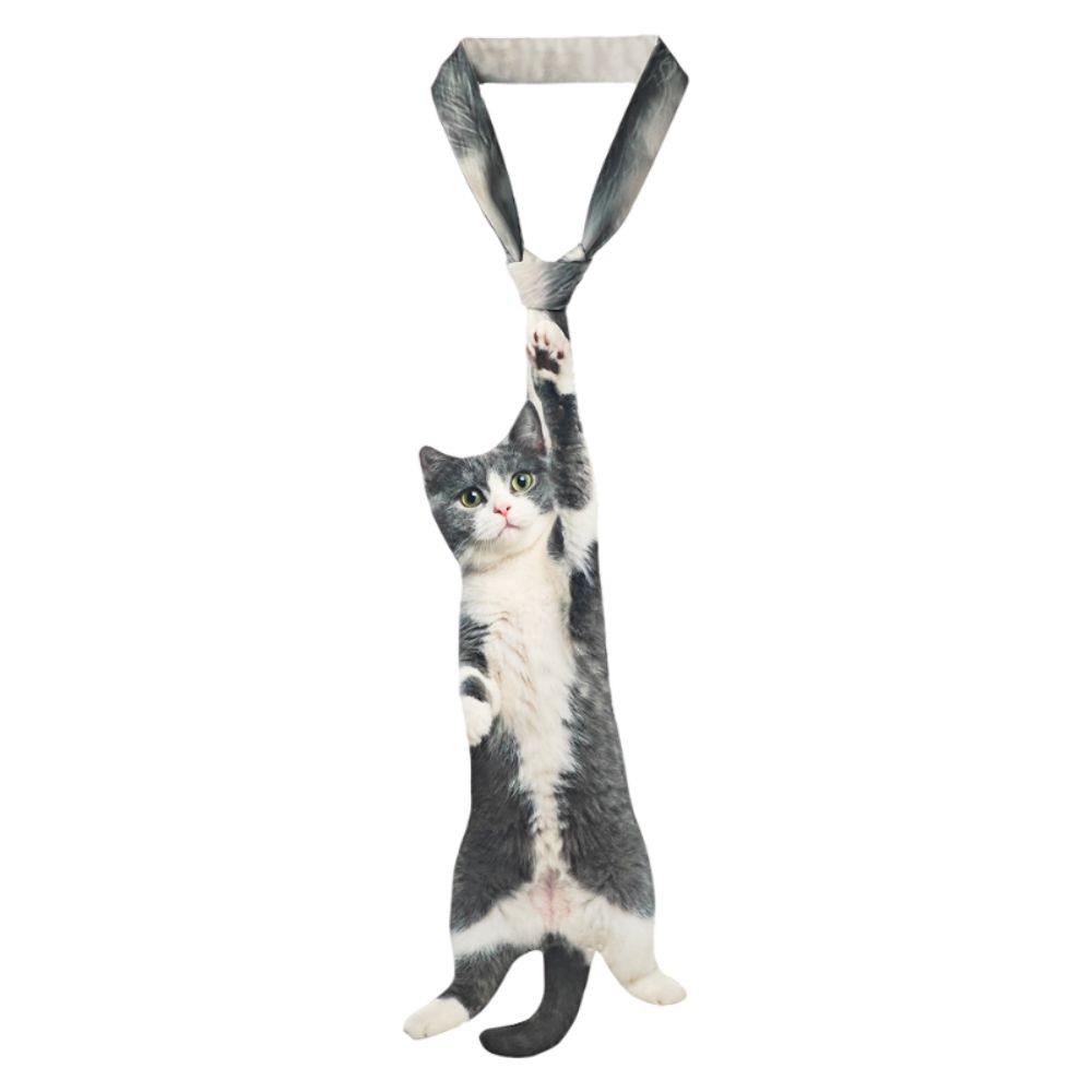 3D Кошка Кошачьей формы Унисекс Галстук Животный Рисунок Новинка Котёнок Галстук на шею Реалистичная Атласная Ткань Креативный Галстук на шею Для вечеринки Свадьбы
