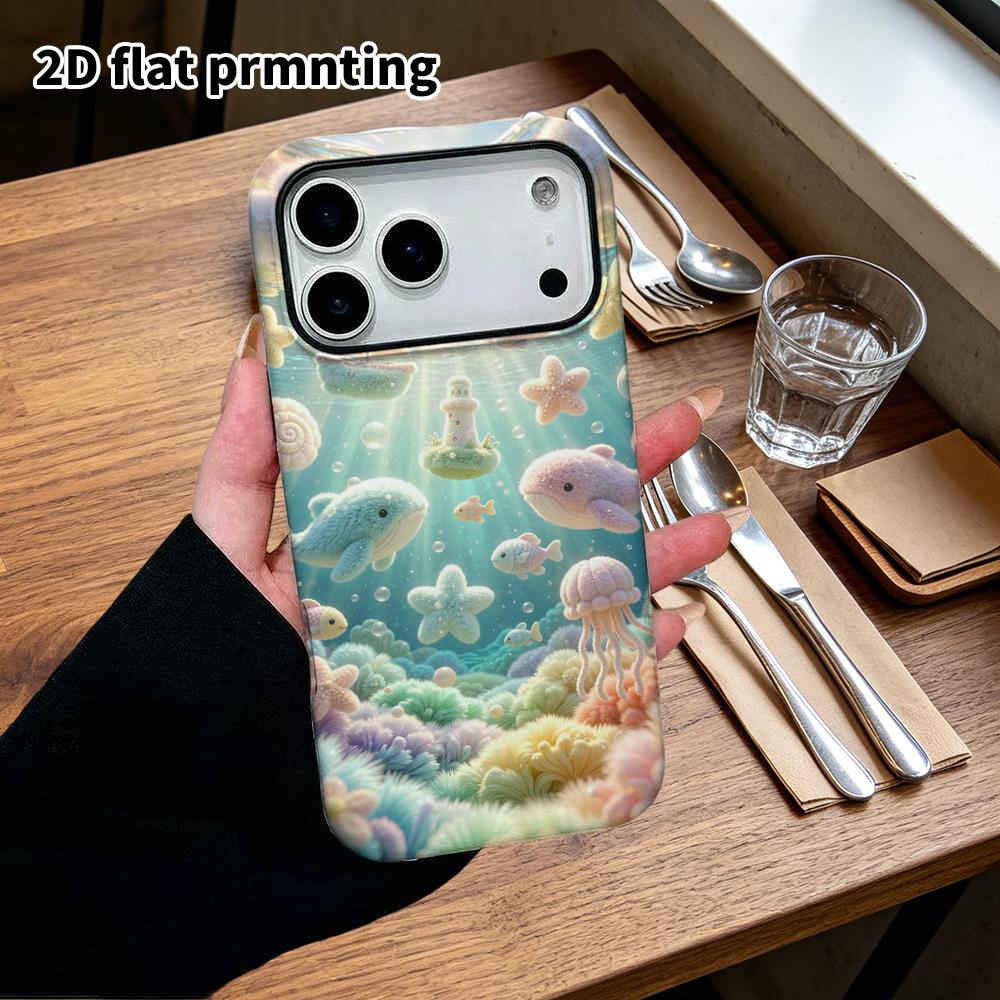 Чехол для телефона: 2D плоский, подходит для iPhone 18 17 16 15 14 13 12 Pro, подводный мир, идеальный подарок на Рождество и Хэллоуин