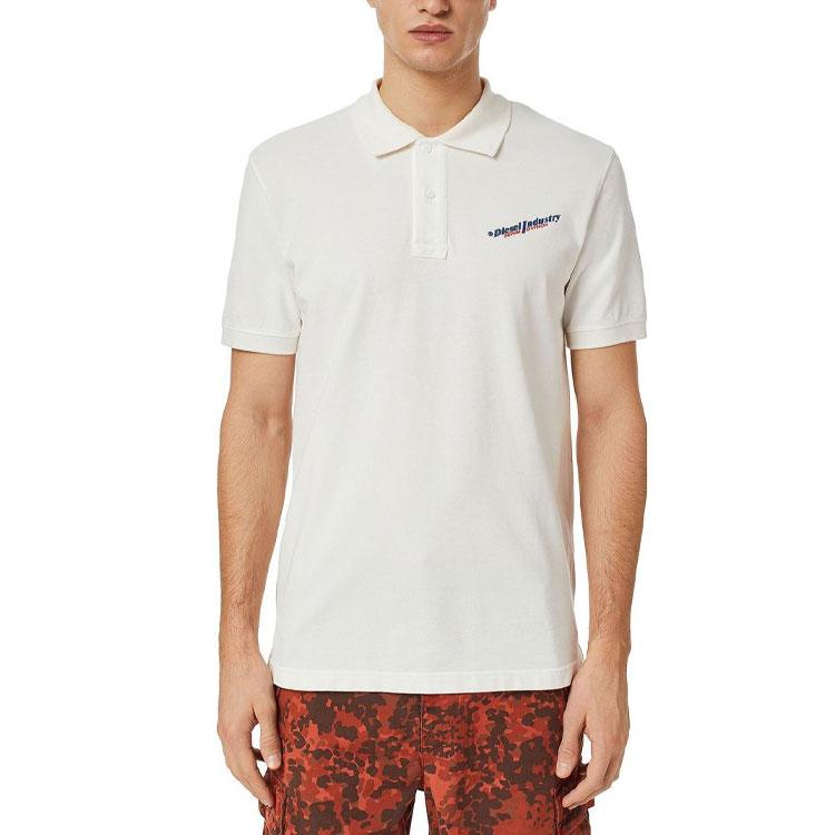 DIESEL Polo Shirts Men's White Polo Collar Moderate Straight Fit A038600HEAM141