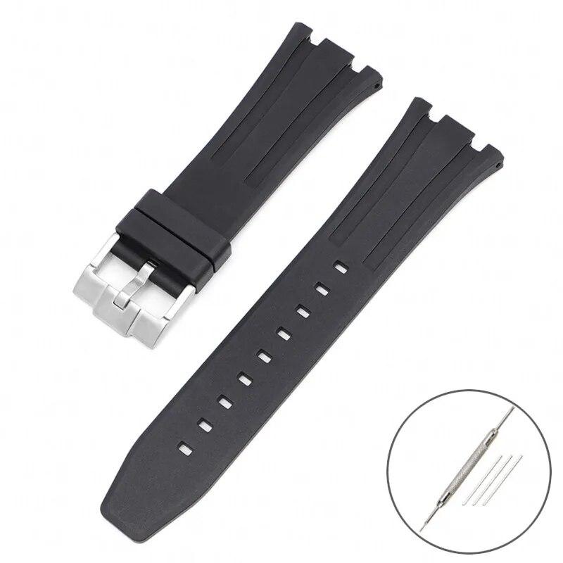 Ремешок из фторкаучука для Audemars Piguet Royal Oak 15400 15500 26331, мужской мягкий ремешок с пряжкой-бабочкой из FKM, сменный ремешок для часов AP 26 мм