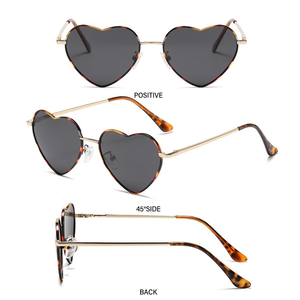 Metal Frame Vintage Polarized Glasses Eyewear Heart-Shaped Glasses Women Heart Sunglasses