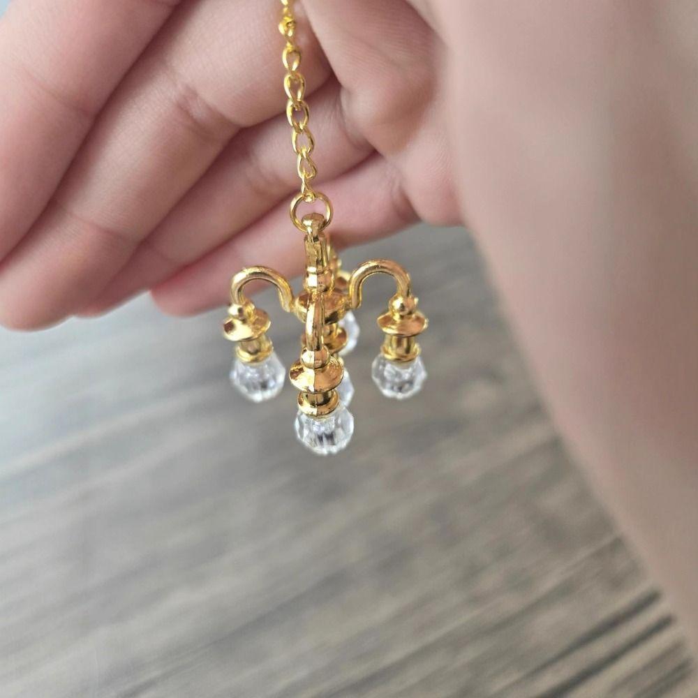 Playing Scene Miniature Vintage Chandelier Gold/silver Ceiling Lamp Model  Doll House Accessories