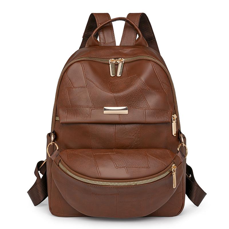 Women's Large Capacity PU Multifunctional Backpack Vintage School Bag for Ladies Casual Travel Bags New Fashion
