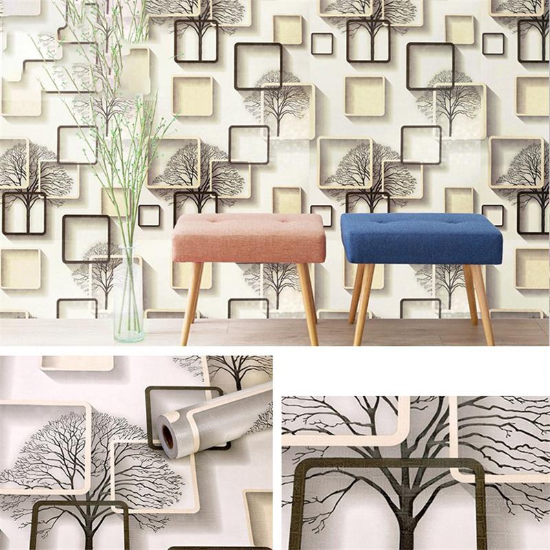 10м/20м ПВХ утолщенная геометрическая сетка дерево фон самоклеящиеся обои наклейки для ремонта отель домашний декор