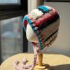 New Colorful Knitted Striped Knitted Hat Women's Autumn and Winter Baotou Hat Warm Large Head Balaclava Hat