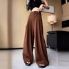 High Waist Wide Leg Women's Full Pants Buttons Spring Summer Female Elegant Minimalism Straight Loose Trousers
