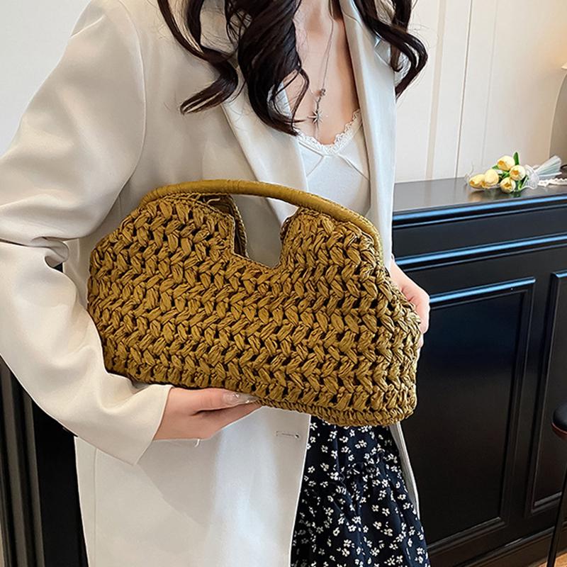 Summer Yogodlns Beach New Bag For Women Clutch Bag Luxury Designer Straw Bags Tote Handbag Fashion Woven Rattan Bags Female Travel Purse