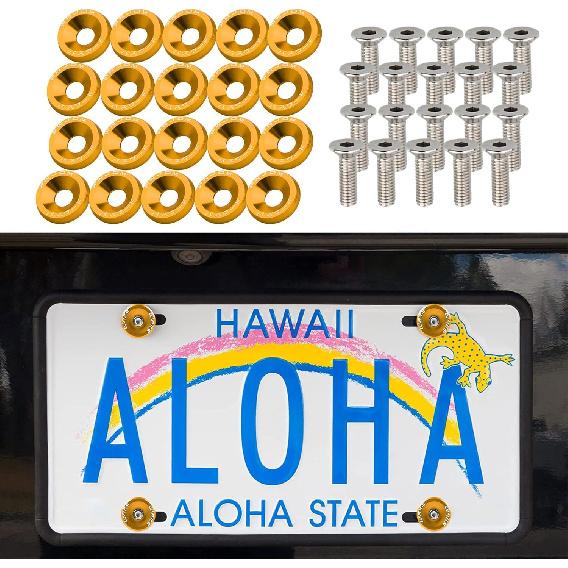 20 шт. Болт-шайба для крыла и бампера, Алюминиевая шайба для крыла, Комплект для украшения моторного отсека, Крепеж M6, Комплект шайб для крыла JDM, Подходит для болта-шайбы бампера,