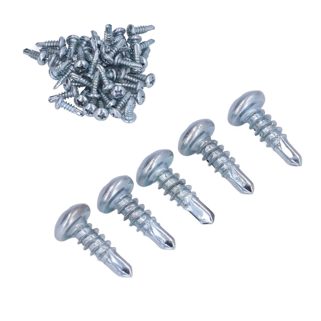 50PCS Round Head Drill Screw Set Carbon Steel Galvanized Self Drilling Screws 4.2x13mm Cross