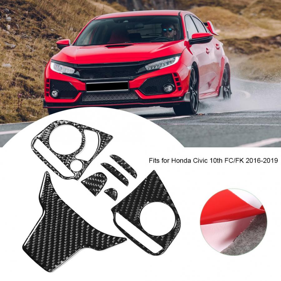 Углеродное волокно, кнопка переключения панели на руле, накладка, подходит для Honda Civic 10th FC/FK 2016 2017