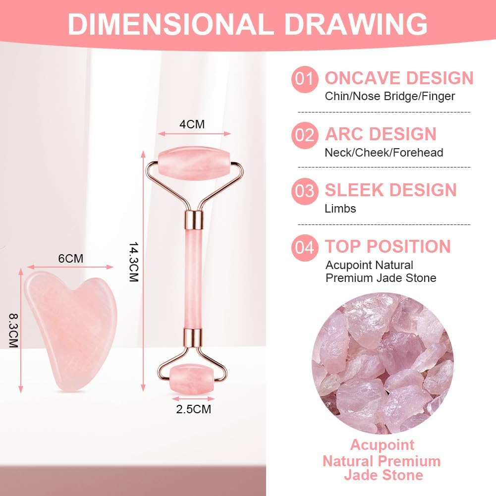 Набор из 2 нефритовых роликов для лица, инструмент Гуаша для лица, ледяной ролик для лица для ухода за кожей, набор каменных досок Гуа Ша, для уменьшения отечности и улучшения морщин
