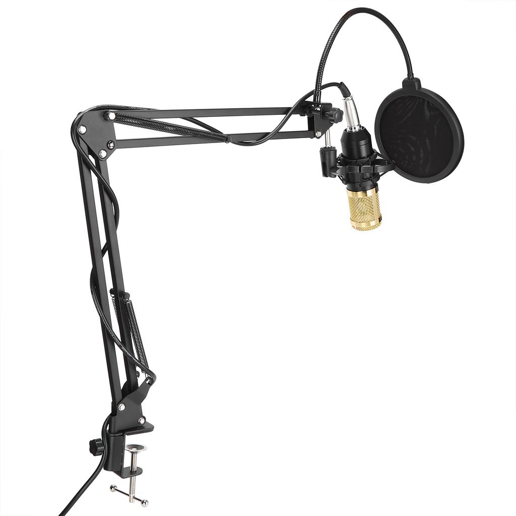 Комплект студийного микрофона с конденсаторным микрофоном и штангой с поп-фильтром для подкастов на ПК