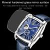 Luxury Fashion Mens Watches Luminous Square Mechanical Wristwatch Hollow Skeleton Business Waterproof Male Automatic Watch Men