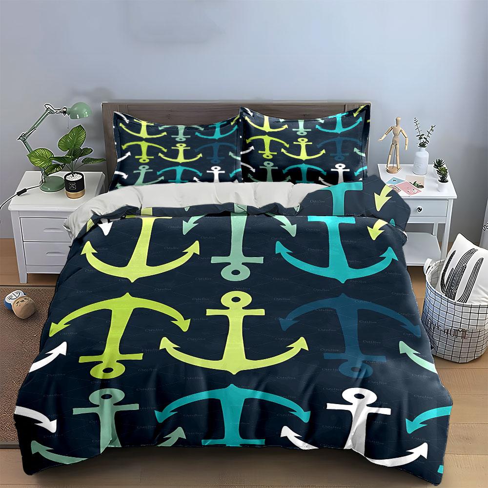 Anchor Pattern Bedding Set Bedding Duvet Cover Set Duvet Cover Pillowcases (1 * Duvet Cover 2 * Pillowcases, without duvet insert)