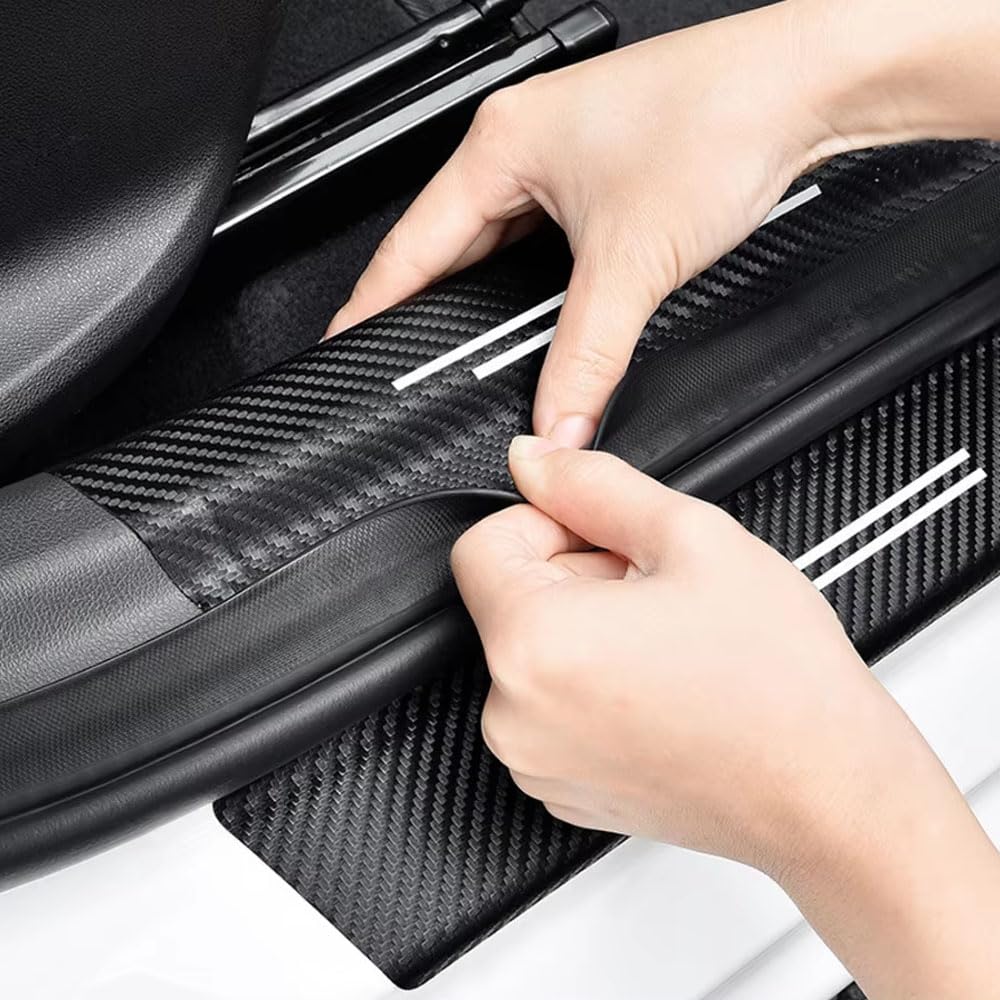 Накладка на порог двери автомобиля из карбона, черная, защита панели двери, протектор от царапин, декорация для RAV4 RAV 4 серии XA50, 4 шт.