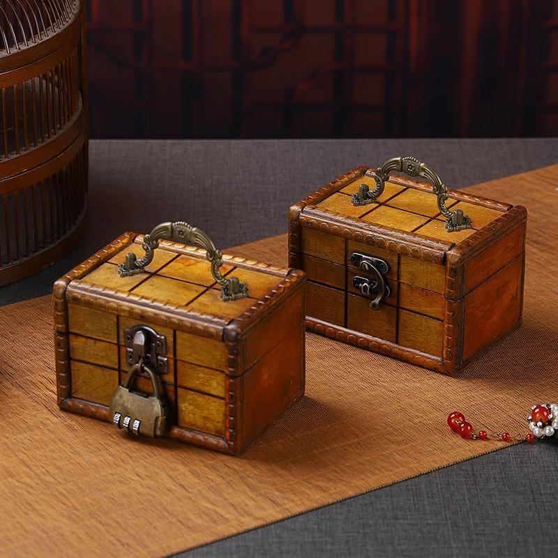 Vintage Wood Storage Box With Cover For Living Room Bedroom And Garden Decor