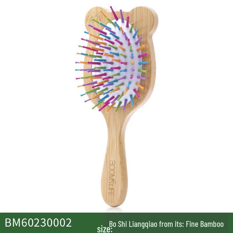 Beechwood Infant Hair & Bath Brush Set: Detangling, Massage, Air Cushion Brush & Flat Comb.