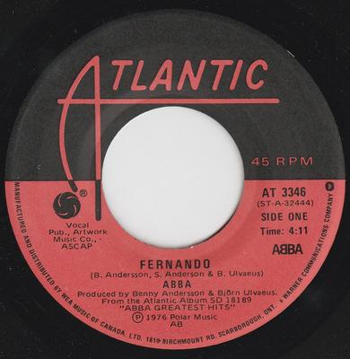 7-дюймовая пластинка ABBA - Fernando AT3346 Atlantic 1976 Канада Поп Б/у