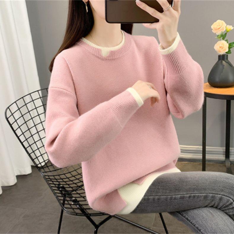 Женский свитер Осень и Зима Новый Свободный и Небрежный Стиль Верхняя одежда Пуловер Вязаный свитер