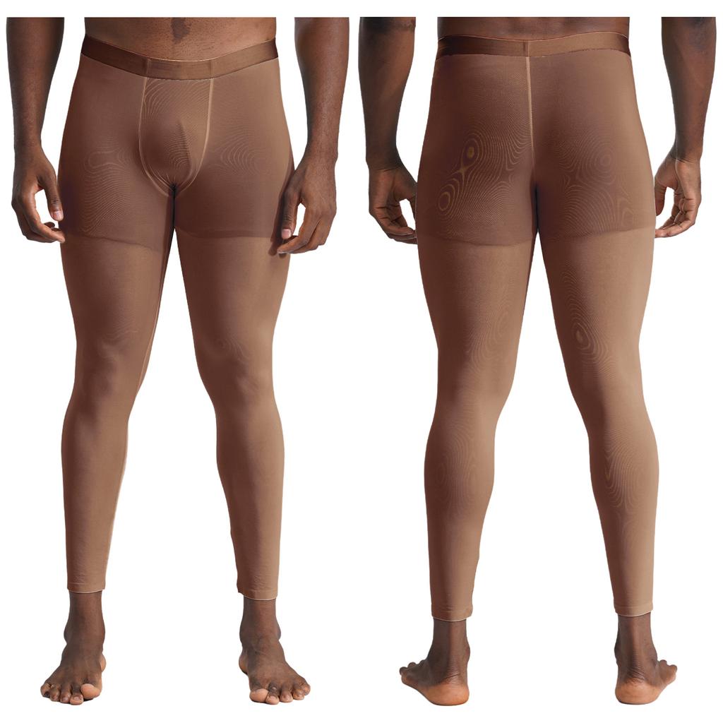 Mens Silky Yoga Leggings Seamless Stretch Fabric Gym Sports Bottoms