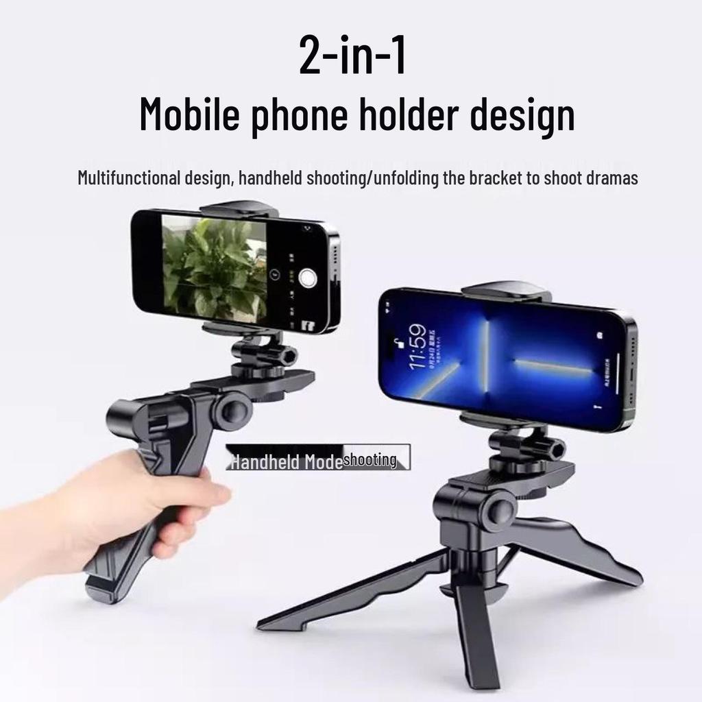 Portable Phone Holder: Telescopic Desktop Stand with Clip Handle for Douyin Selfies and Tripod Use