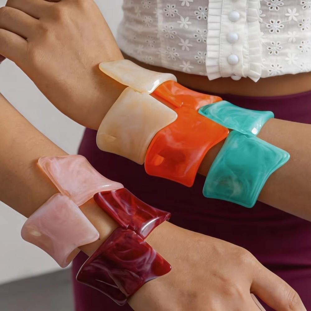 Resin Open Bangle Large Street Shot Jewelry Vintage Geometric Bracelet For Women Gift