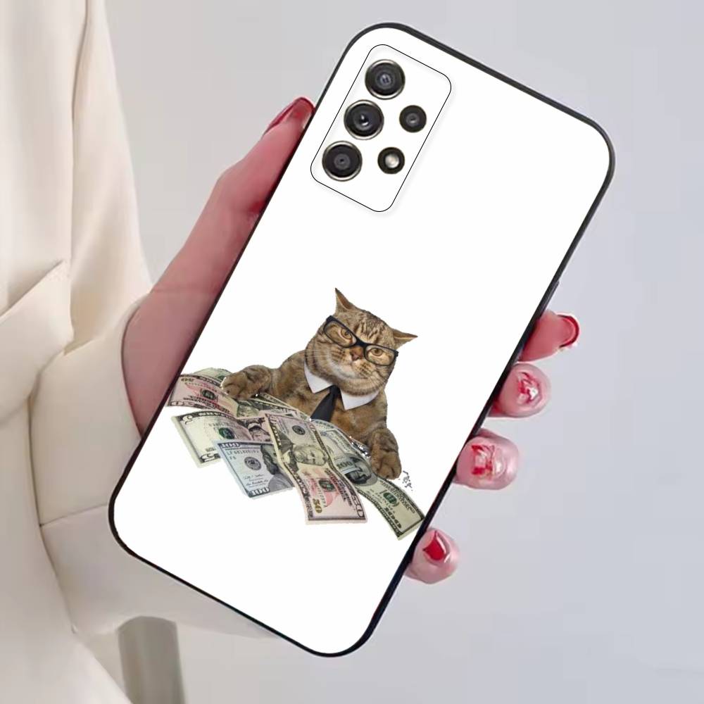 F-Funny Animal Cat  Phone Case Black Silicone Soft For Samsung S25,S24,S21,S22,S23,S30,Ultra,S20,Plus,Fe,Lite