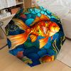 Stained Fish Design Automatic Opening Folding Umbrella with Iron Frame Perfect for Fans,Travelers,Daily Use,and Festive Gifts!1121009a