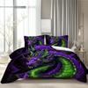 Комплект пододеяльника «Мистический дракон» из 3 предметов: 1 пододеяльник + 2 наволочки с изображением величественного фиолетового и зеленого дракона, мягкий
