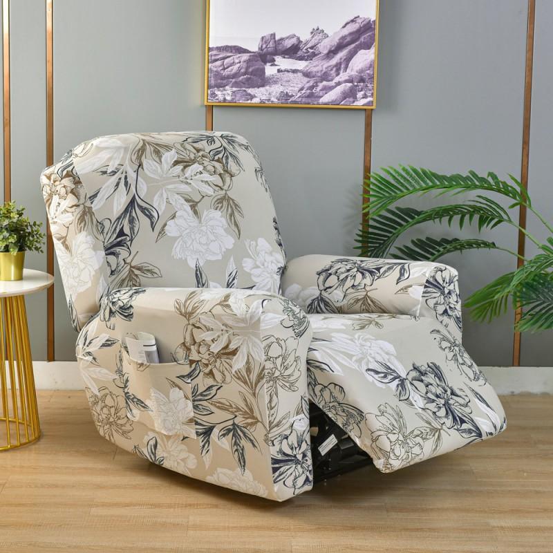 Elastic Full Cover Recliner Chair Slipcover Single Seater Sofa - Thick Fabric Dustproof Protector With Printed Patterns
