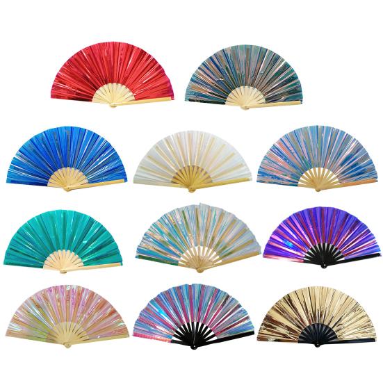 ПВХ голографический складной веер портативный переливающийся ручной вентилятор летний охлаждающий вентилятор украшение