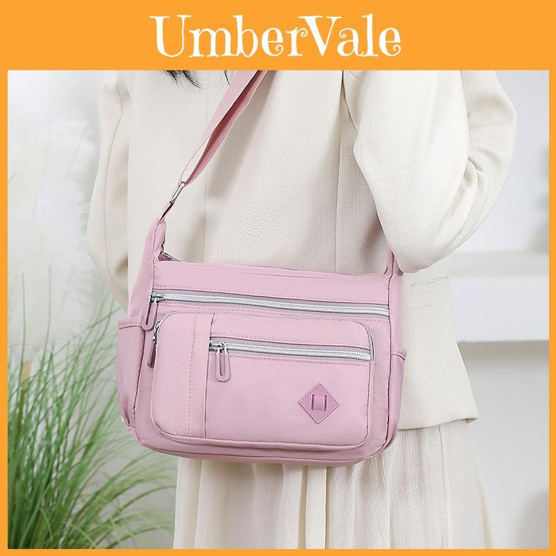Ladies Nylon Messenger Bag With Contrast Color Design For Casual Outings