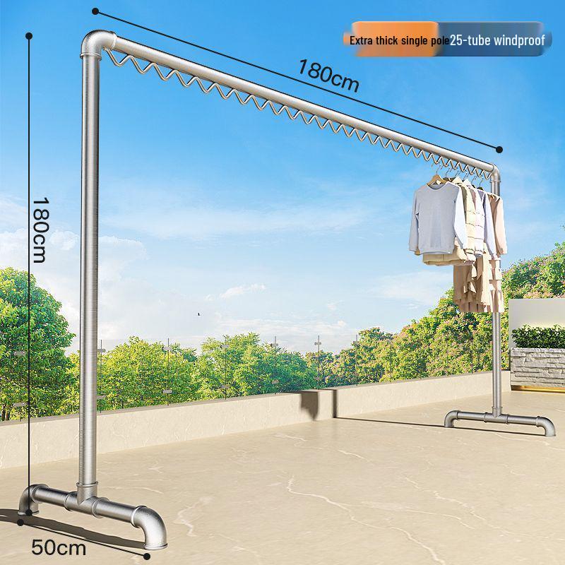 Windproof Outdoor Galvanized Steel Clothes Drying Rack with Thickened Pipes for Balcony