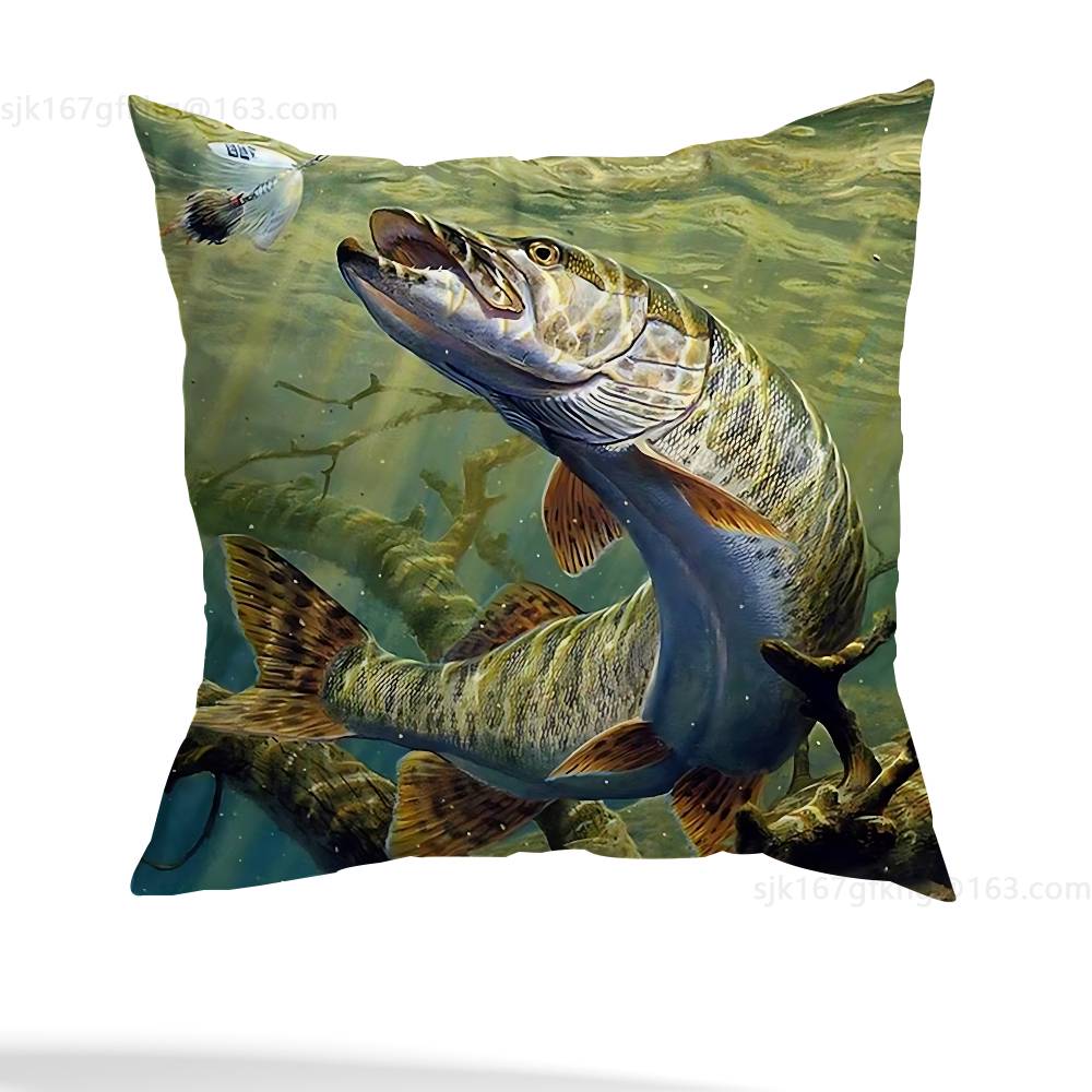 Fishing Master Pillow Case Anti-dustmite Pillowcase Invisible zipper silky short plush Sofa cushion cover