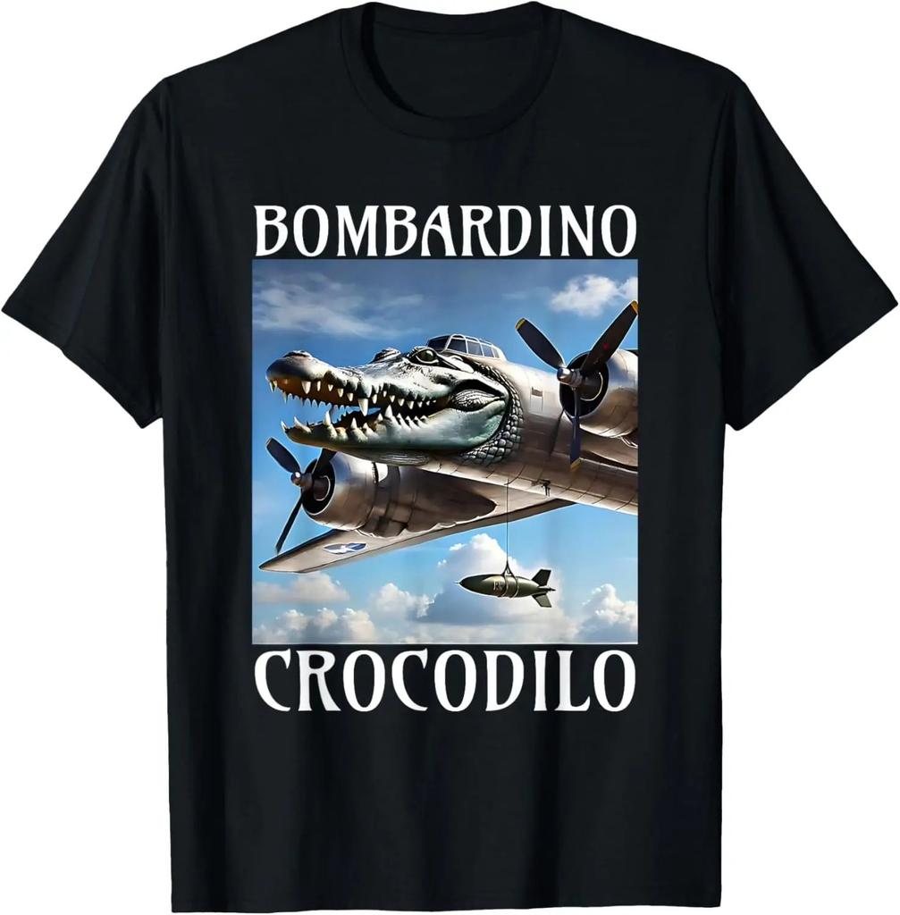 Bombardino Crocodilo Meme T-Shirt Men Women Short Sleeve Cotton Tees Funny Graphic T-shirt Y2k Outfit Summer Tops Men's Clothing