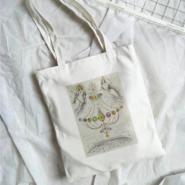 Новая модная тенденция, милая девчачья холщовая сумка на плечо, сумка для покупок, экологически чистая многоразовая женская большая сумка Kawaii, эстетичная белая большая сумка.