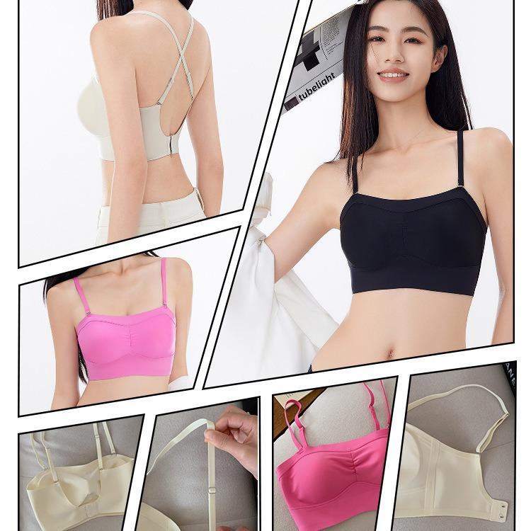 New U-shaped beautiful back strapless underwear women's small breasts gathered non-slip tube top invisible open shoulder chest wrap summer