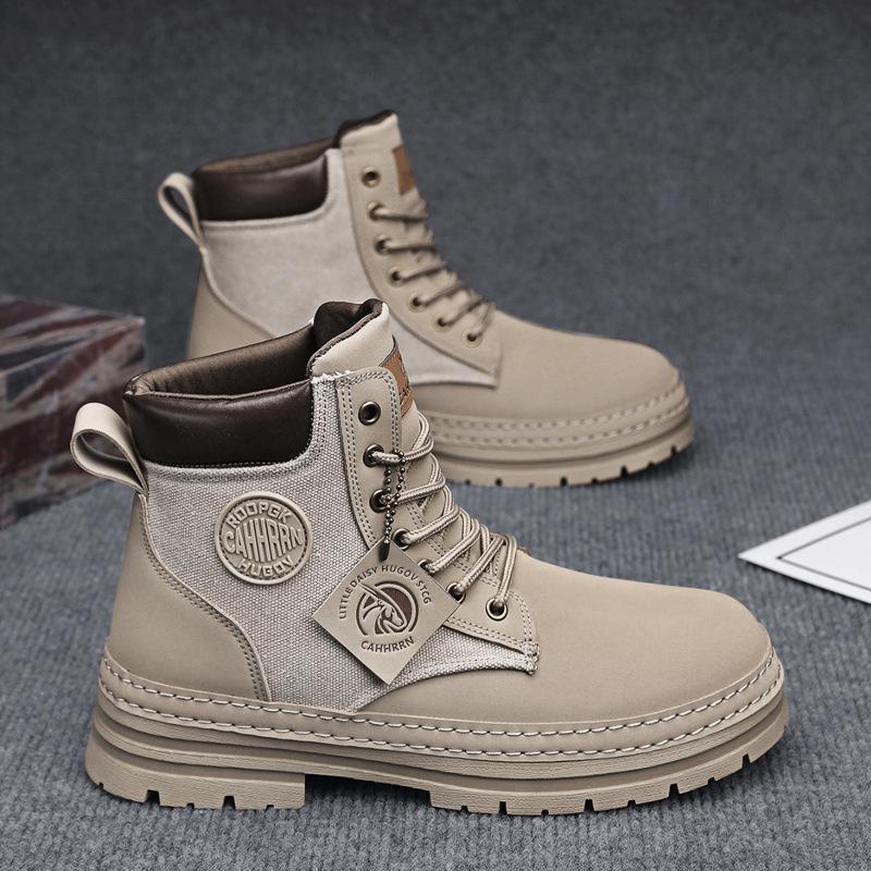 Мужские ботинки Мартин на платформе, тулинг, ревень, осень, новые, высокие, кожаные, с вставками, спортивные ботинки для улицы, мужская обувь