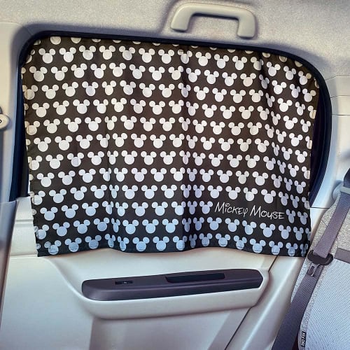 Napolex Car Curtains, 2 Pieces, Strong Magnets, Easy Installation, UV97% Protection, UV Protection, Mickey Silhouette Pattern, Car Supplies, Disney Mi