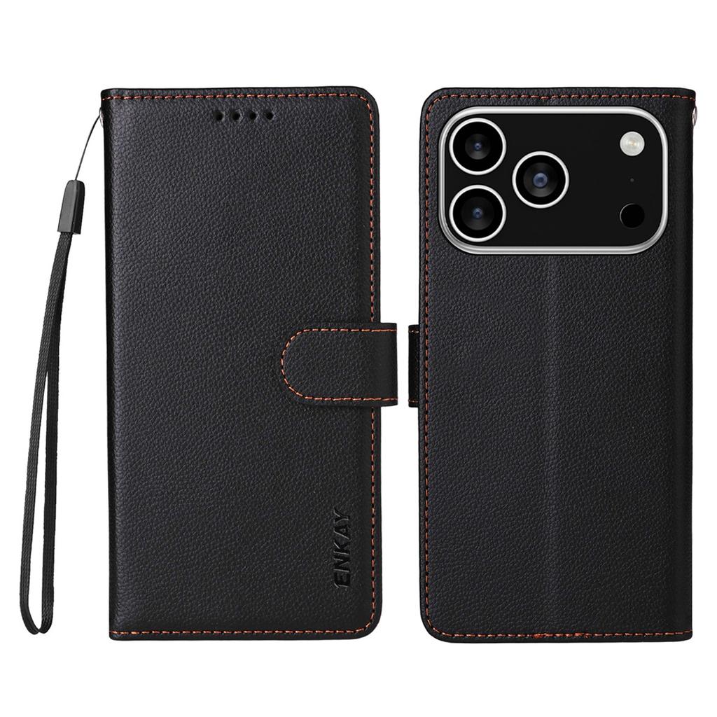 For iPhone 17 Pro Max Wallet Case with Strap RFID Blocking Leather Stand Phone Cover