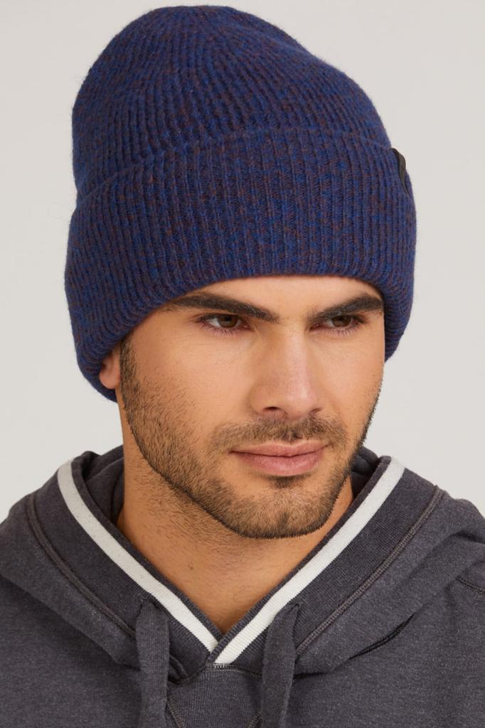Orazio Men' Cap in Mixed Navy Blue