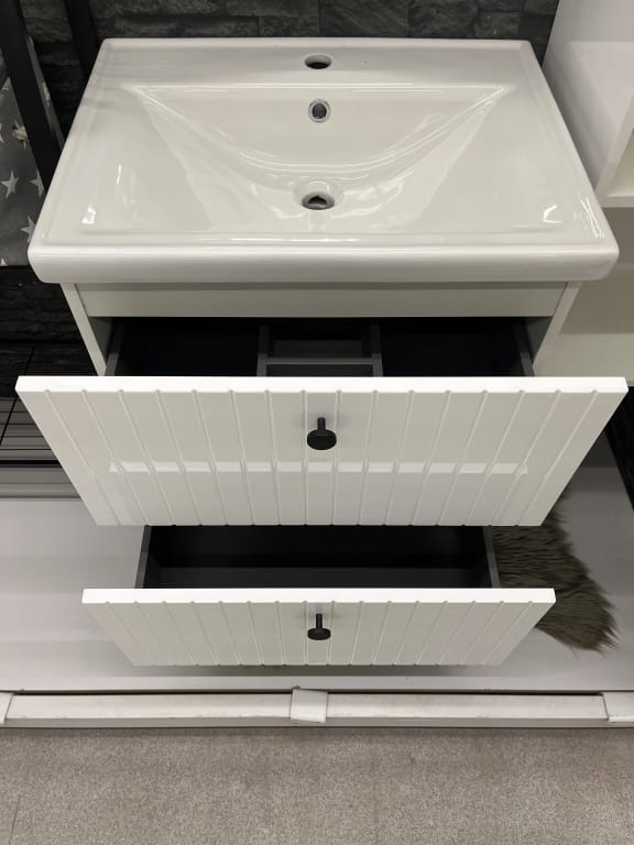 Rietti Bathroom Vanity with Lamellae Panel, Sink, Faucet & Siphon Kit