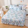 Элегантный цветочный узор на кровать, комплект постельного белья, нескользящий чехол для матраса, мягкое удобное покрывало с оборками, декор для спальни