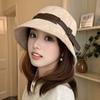 Retro suede basin hat women's autumn and winter retro leather buckle bucket hat shows small face deepened thickened plain sun hat